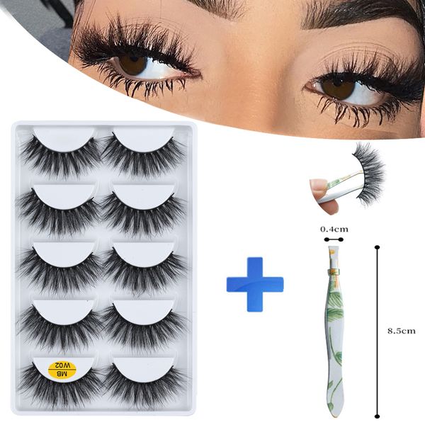 

false eyelashes 5 pairs 3d 100% mink lashes handmade thick soft volume set maquiagem