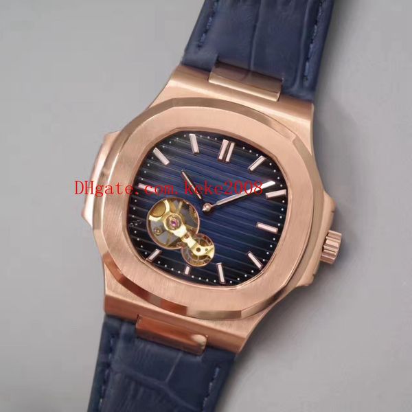 

7 style luxury wristwatches 40.5mm nautilus 5711-001 tourbillon stainless asia mechanical transparent automatic mens watches, Slivery;brown