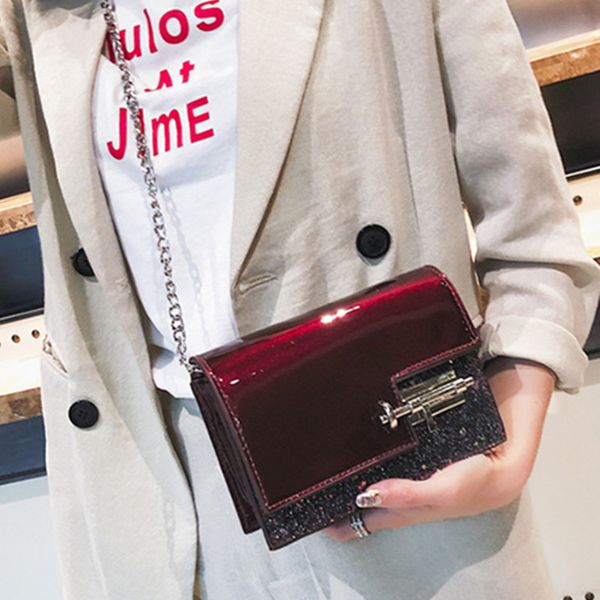 

2018 new female messenger bags temperament girls small bag fashion bright star zipper shoulder crossbody bag small square bags
