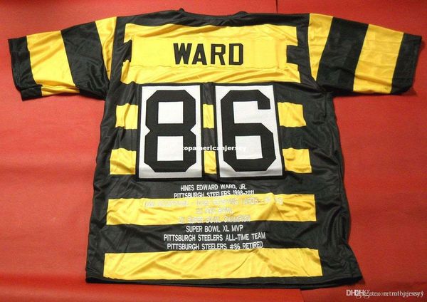 

retro #86 hines ward custom stat mitchell & ness jersey mens stitching s-5xl,6xl football jerseys running, Black;blue