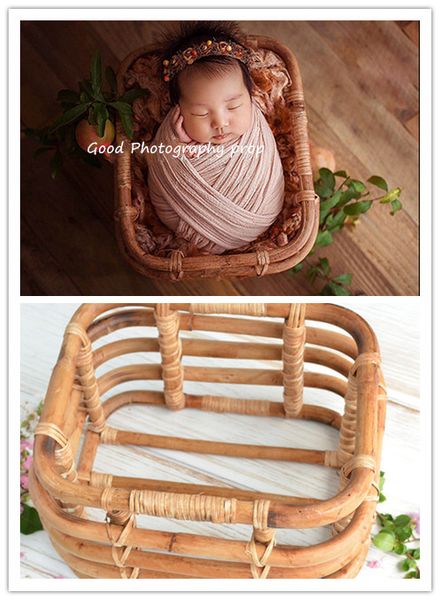 

newborn pgraphy prop vintage woven rattan baby picture scontainer frame shooting studio props