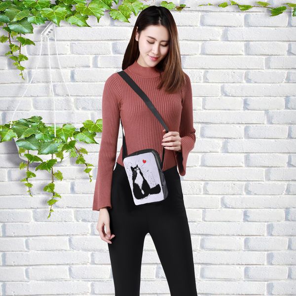 

crowdale women crossbody bags the cat beard printing for kid casual mini female children messenger bag bolsos mujer 23x17x5cm