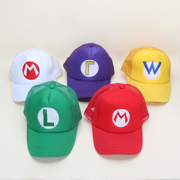 

game super mario bros hat mario luigi yoshi adjustable buckle baseball cap sun snapback hats, Blue;gray