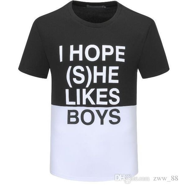 

20ss летний новый высокого класса мужская мода футболки с коротким рукавом я надеюсь, что она ссылка мальчики тройники топы моды футболка му, White;black