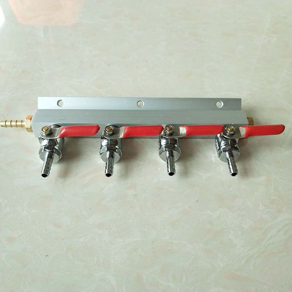 

4 way co2 air gas distribution manifold splitter draft beer kegerator with check valves for homebrew beer brewing
