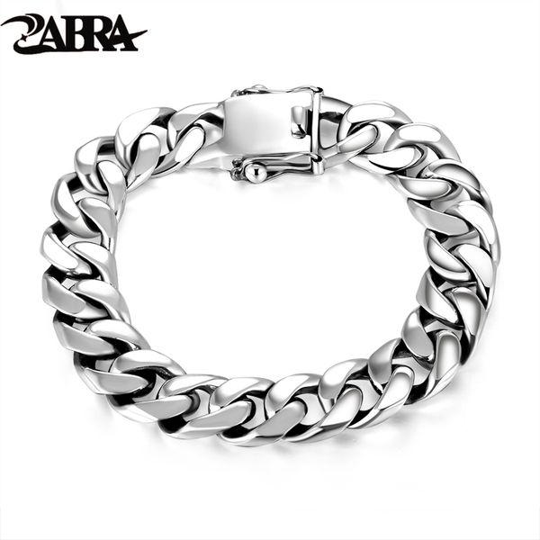 

zabra luxury 925 sterling silver bracelets man high polish curb link chain bracelet for men vintage punk rock biker mens jewelry c19041001, Black
