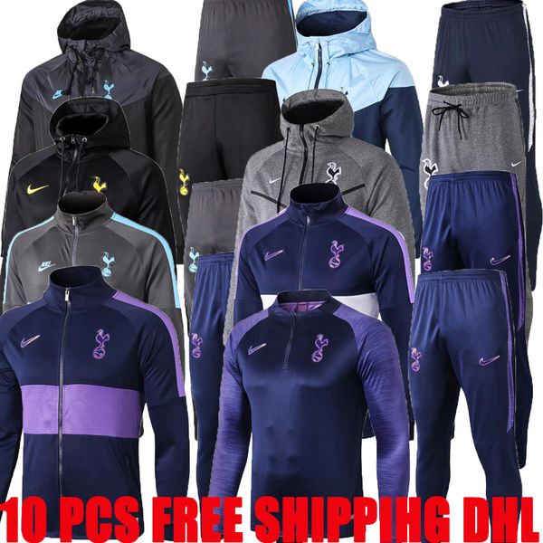 

spurs soccer jacket training suit 19 20 spurs kane long sleeve zipper tracksuit 1920 2020 son dele eriksen football jacket sportswear set, Black