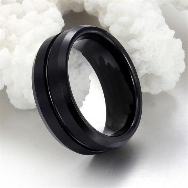 

new black men ring 100% titanium carbide men's jewelry wedding bands classic boyfriend gift, Silver