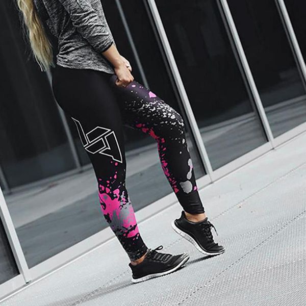 

women workout stamping print leggings high waist workout sport gym fitness leggins women elastic push up pants mujer#30, White;red
