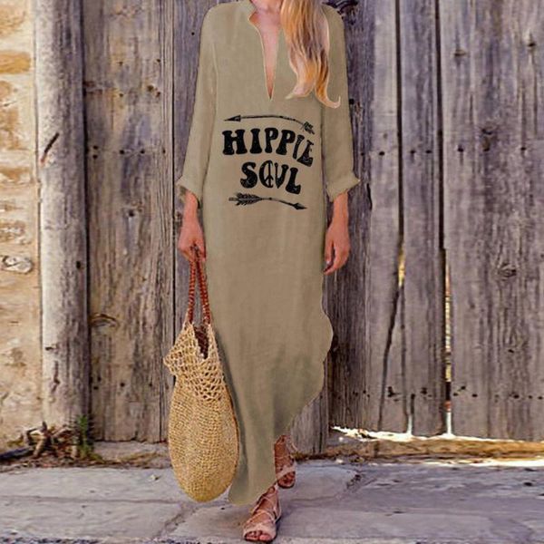 

printed full sleeve v-neck long dress autumn baggy kaftan casual loose dresses women fashion streetwear dress 2020 vestidos, Black;gray