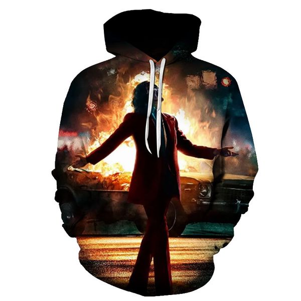 

harajukumen's hoodie men's clown movie pullover 3d printed crew neck t-shirt, Black