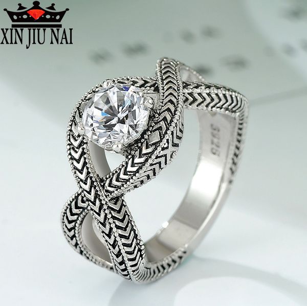 

new exquisite simple personality 925 retro silver jewelry twist thai silver female infinity ring endless love men party ring, Golden;silver