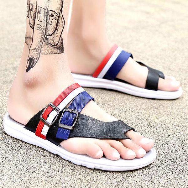 

outdoor light beach shoes men summer new slippers comfortable non-slip sandals man trend flip flop 50-55, Black