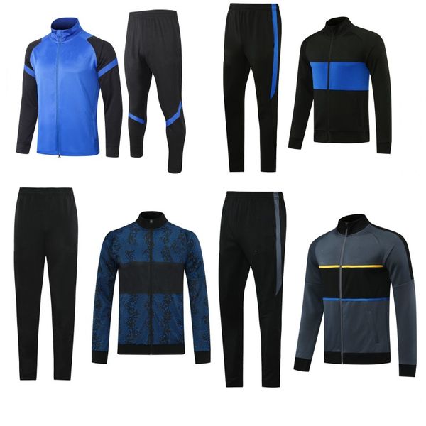 

20 21 inter tracksuits football mens jogging suits set long sleeve tracksuit gray black blue soccer training suit kits soccer jacket, Blue;black