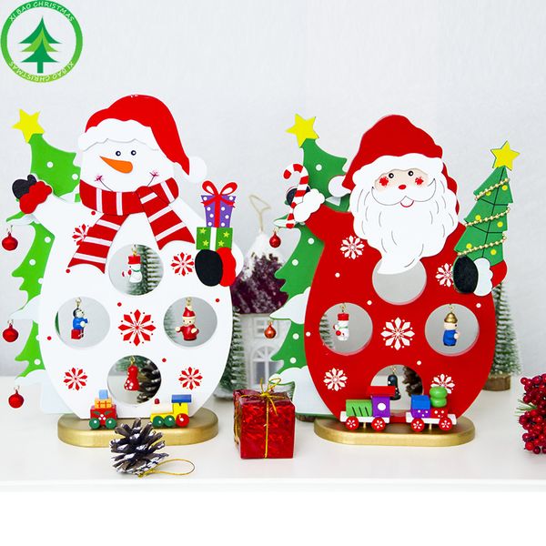 

christmas wooden cartoon table christmas creative deskdecoration santa snowman bell decoration