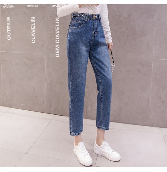 

dark blue straight loose fashion leisure the land the drape of tall waist trousers