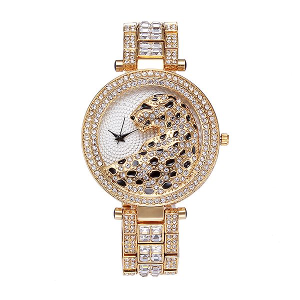 

bling women quartz watches casual ladies watch female quartz gold watch crystal diamond leopard for women clock, Slivery;brown