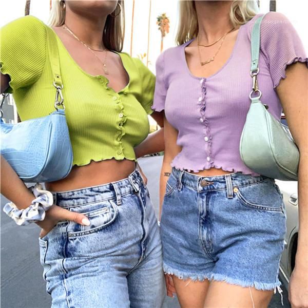 

pullover crop tees solid tees t-shirts women summer women knitted cotton short sleeve tshirt spring, White