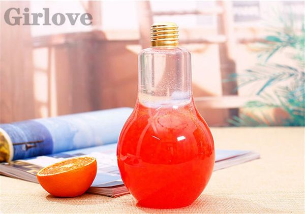 

360ml light bulb beverage 12oz bottle milk tea bottle plastic juice bottle creative yogurt cup with straw cup drinkware tool