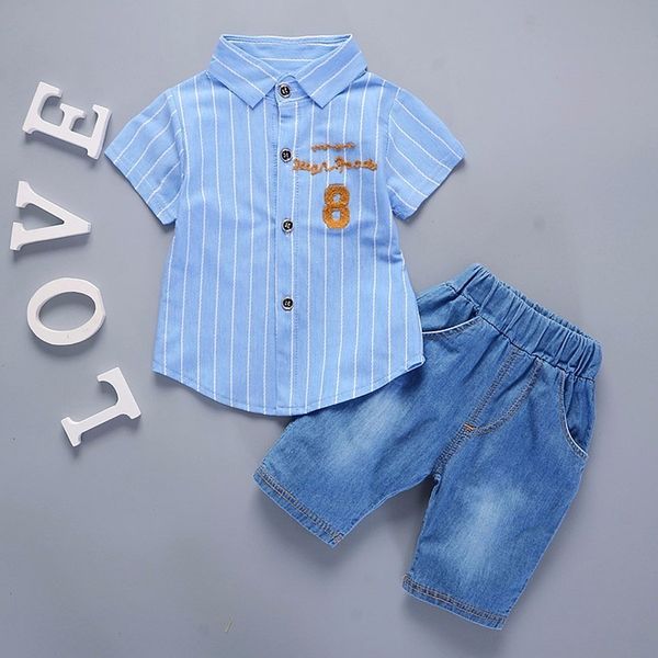 

new summer baby boys girls clothes infant casual suits shirt shorts 2pcs/sets gentleman style kids lapel children tracksuit y200525, White