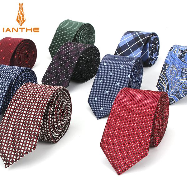 

men tie 6cm skinny ties for polka dot neckties man fashion jacquard classics business mens wedding dress woven slim gravate, Blue;white