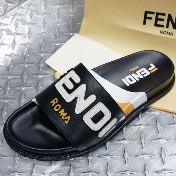 

De igner luxury women men lide andal ummer beach indoor lip flip flop printing letter leather multicolor couple lipper