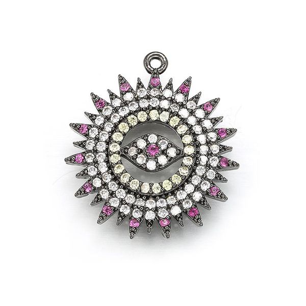 

21mm*23mm devil's eyes copper micro-inlaid zircon cz jewelry accessories for diy pendant necklace bracelets findings omeee, Silver