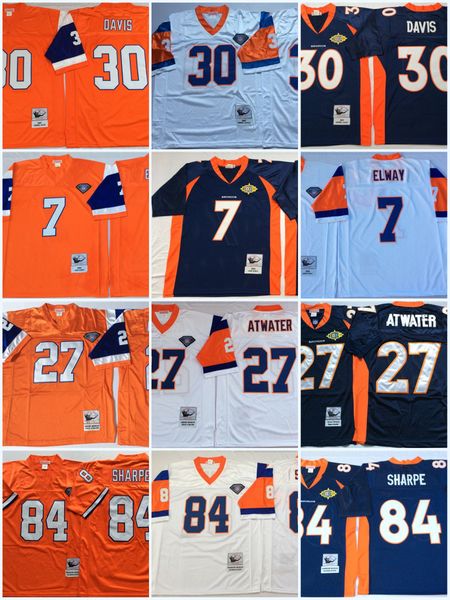 

Mens #7 John Elway Vintage Football Jersey Stitched #27 Steve Atwater # 30 Terrell Davis #84 Shannon Sharp Jersey