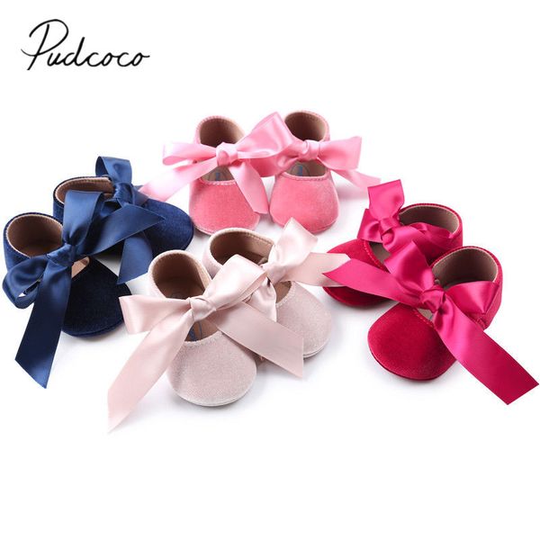 

2018 brand new infant newborn baby kids girls sneaker party solid shoes toddler flannel pricness casual shoes bow first walkers