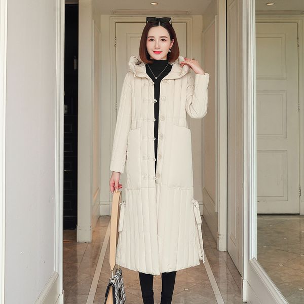 

silm down coat 2019 warm women winter hooded jacket cotton padded warm thicken ladies coat long coats parka womens jackets, Black