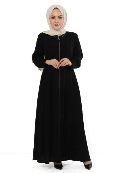 

pleated embroideried big size ferace tsd0923 black, Tan;black