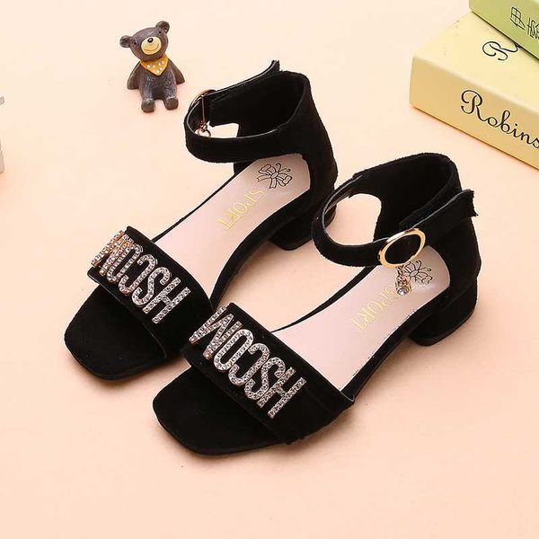 

children sandals girls low heel sandals breathable summer shoes comfortable for wedding two style stq036, Black;red