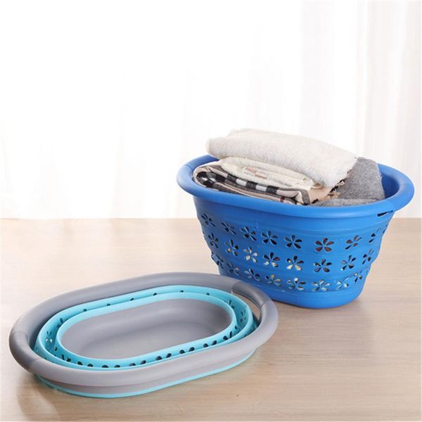 

61*45cm waterproof storage basket bag toy dirty laundry basket bag clothes toys storage box sundries silicone collapsible basket y200111