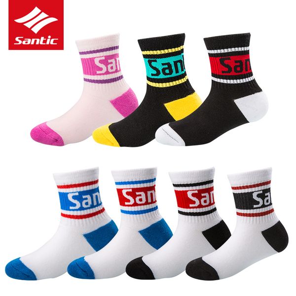 

santic professional kids sport socks boys girls breathable cycling socks multi-functional children's students outdoor sport sock, Black