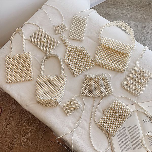 

brand hand-woven pearl bags lady beaded shoulder bag women party vintage handbag ins small flap bag mini cross body 2019