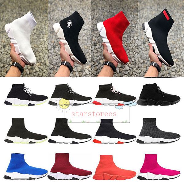 

knit sock shoes speed original luxury black white blue red runner sneakers with box women men designer casual shoes