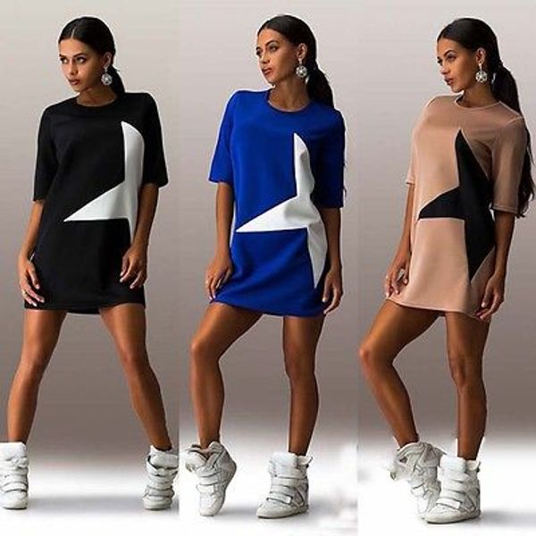 

новое прибытие вскользь сыпучие женщин платье star printed новая мода мини-платье бинты, Black;gray