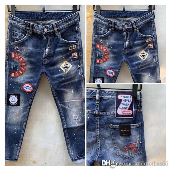 

2020 mens black ripped skinny jeans designer joggers fashion designer slim fit washed motocycle denim pants jeans skinny pour hommes, Blue