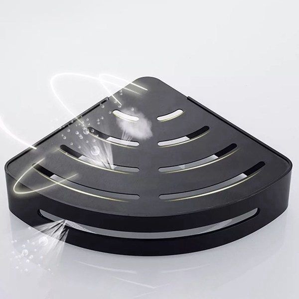 

three-layer corner frame wall-mounted black aluminum bathroom soap box bathroom shower rack bathroom storage organization