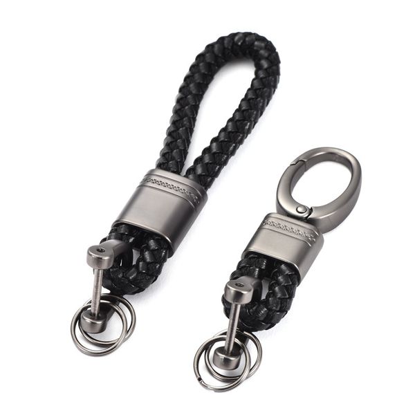 

classic leather rope keychain 2018 women men keychains hand woven horseshoe buckle car key ring holder bag pendant jewelry, Silver