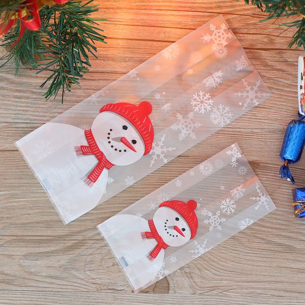 

50pcs merry christmas baking packaging bags cartoon christmas santa claus snowman snack candy bag cookies candy storage bag gift