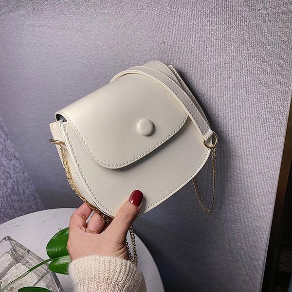 

simple chain flap cover bag women bag leather small shoulder saddle bags messenger bags fashion luxury chain handbags #20