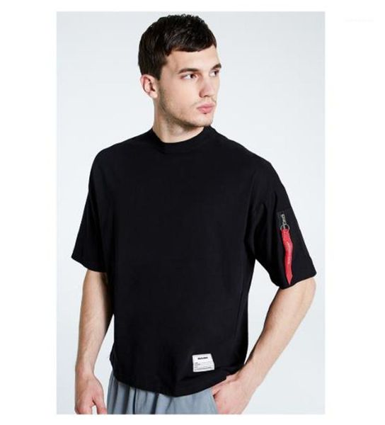 

t-shirts fashion zipper natural color tees casual crew neck short sleeve tees mens clothing summer mens designer, White;black