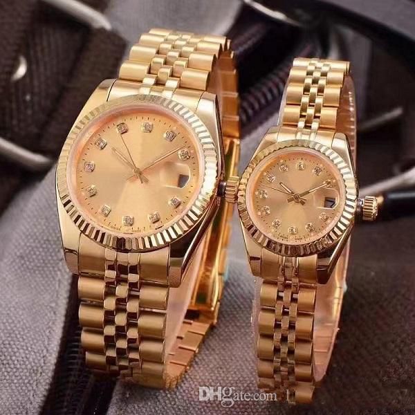 

2019 watch date just classic automatic movement glide smooth second hand mechanical 36mm&28mm size mens&womens watches wristwatch, Slivery;brown