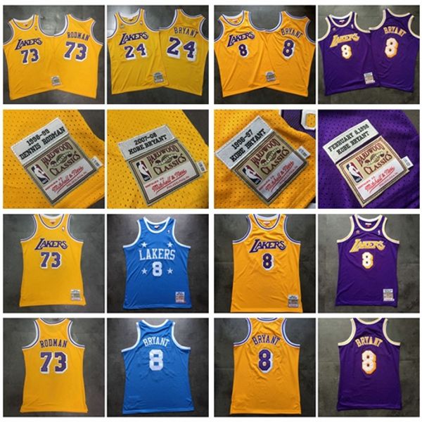 

authentic mitchell & ness los angeles lakers 73 dennis rodman 8 kobe bryant 98th 24 kobe bryant 60th swingman basketball jersey, Black;red