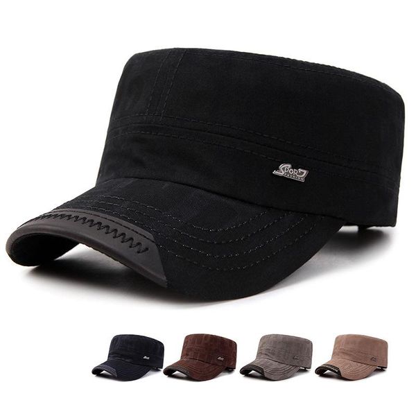 

2020 new autumn and winter cotton simple flat hat solid color men's fashion military hat outdoor sports climbing hat hyjcc, White