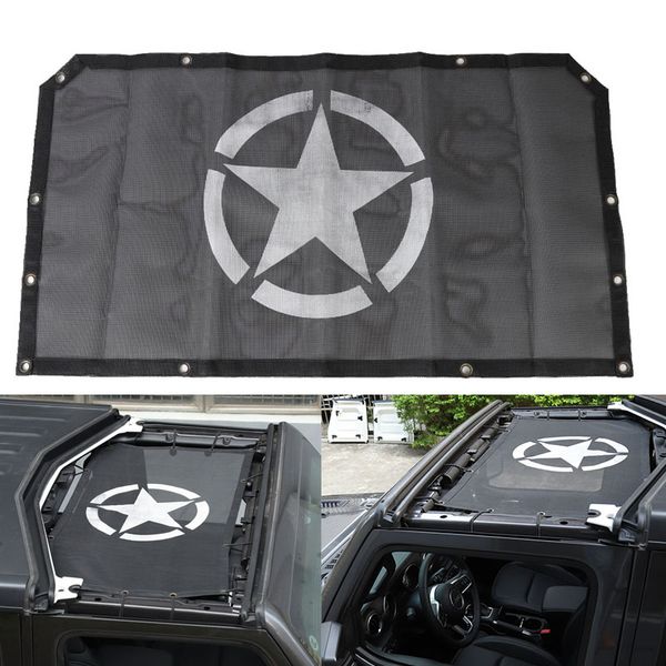 

black flag pentagram sunshade mesh cover for 2008 - 2019 wrangler jl 2 doors