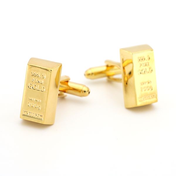 

Cufflink gold bullion bar cuff link gold plated for men gift 1 pair 2piece whole ale dhl hipping