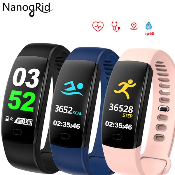 

smart fitness bracelet men woman color screen smart band blood pressure heart rate monitor wristband for android ios phone, Slivery;brown