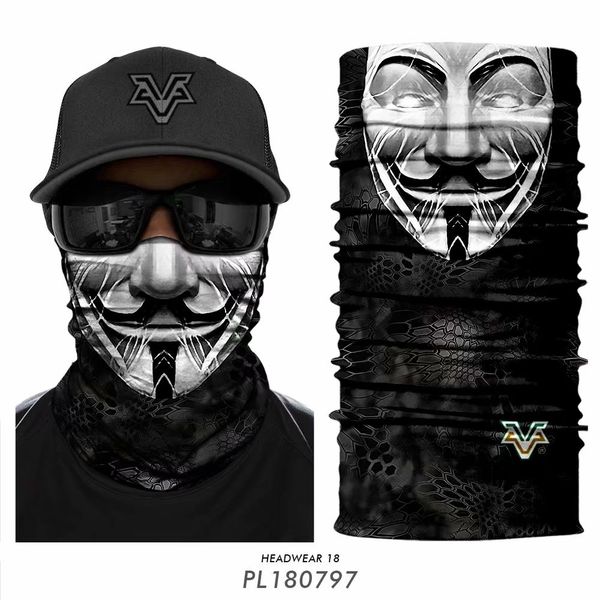 

3d camouflage headband braga cuello outdoors neck buffs joker anonymous seamless bandana skull motorcycle face mask winter scarf, Black